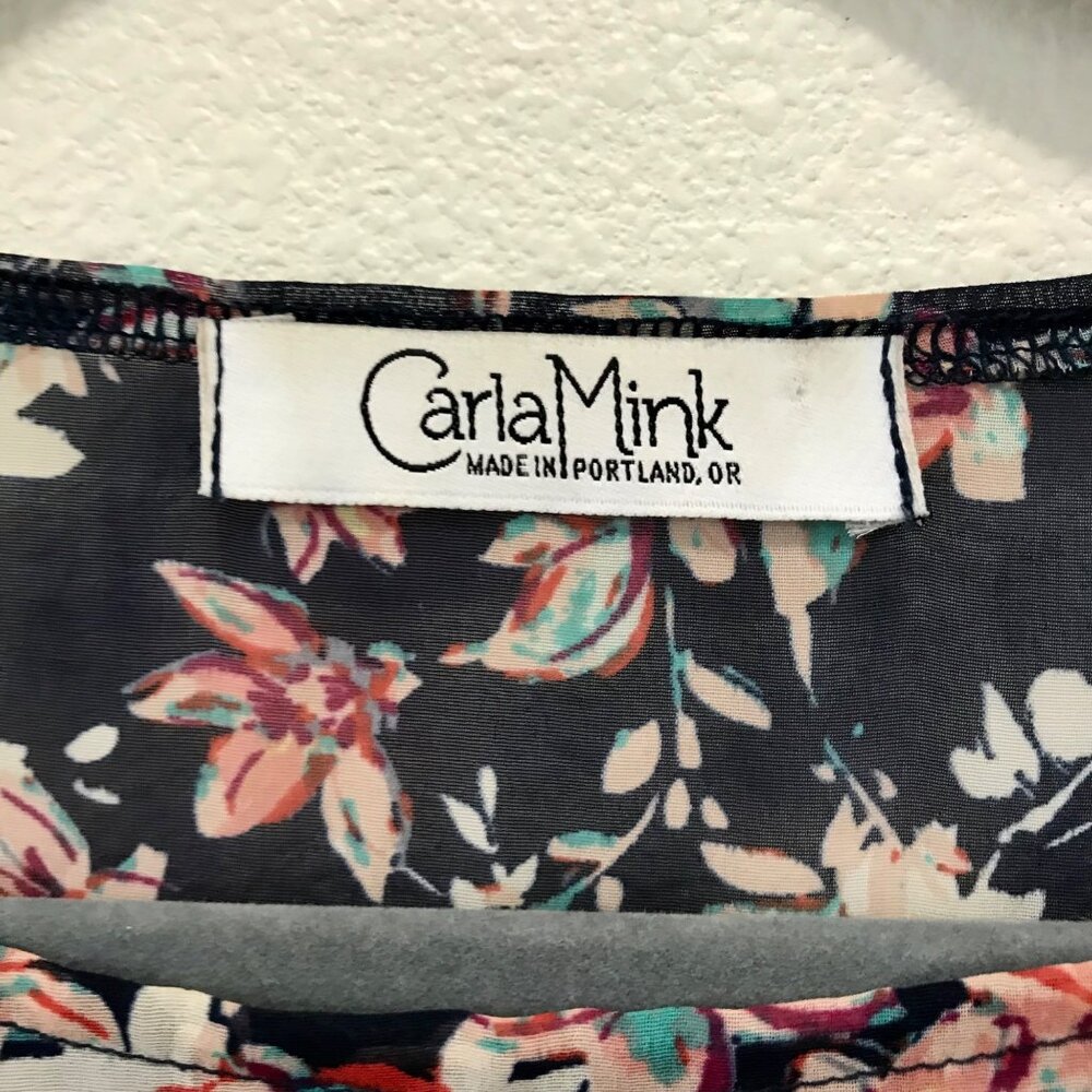 Carla Mink Made in Portland, OR Floral Semi Sheer Split Sleeve Women's Blouse. - Picture 6 of 8